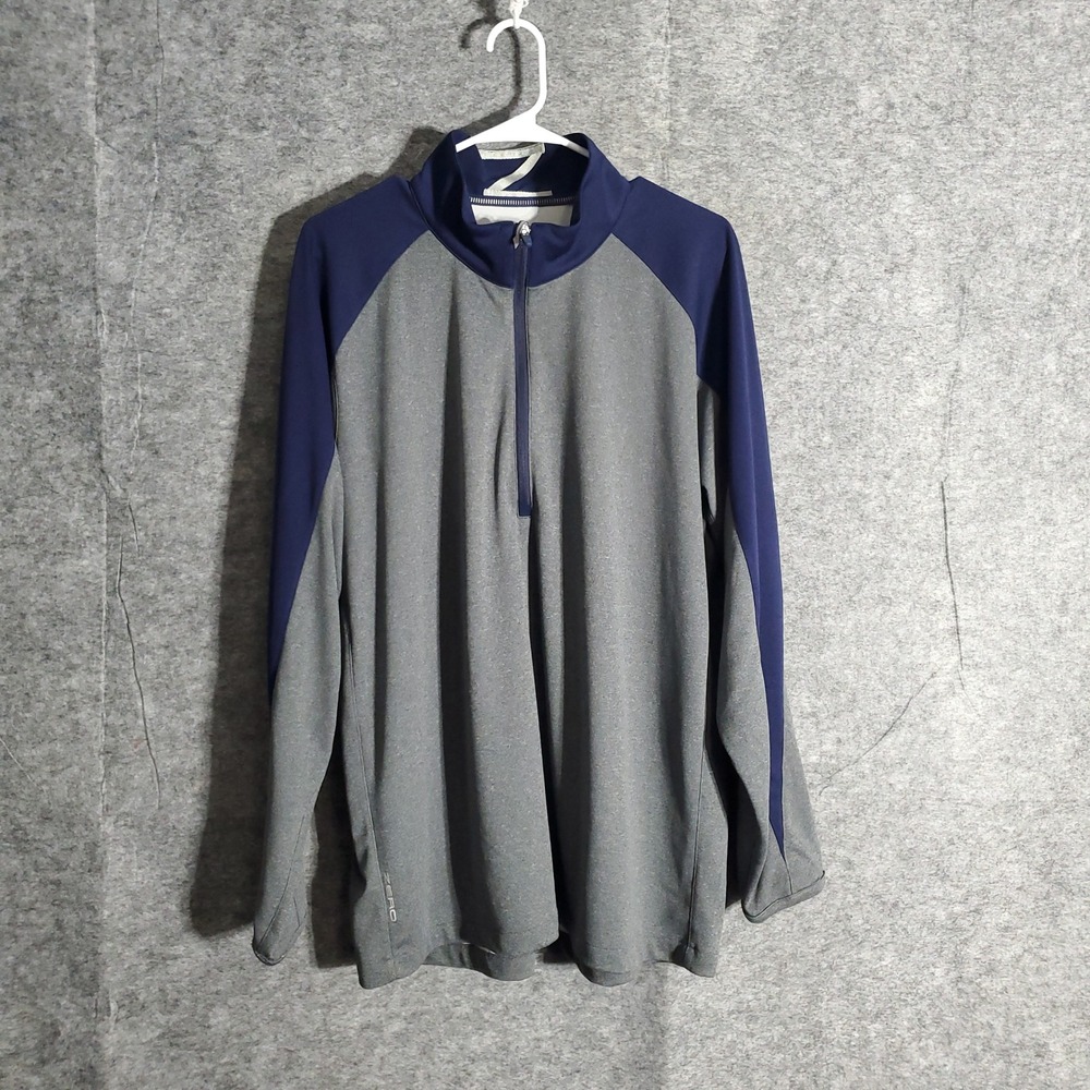 Zero Restriction Golf Pullover Quarter Zip Men XXL Gray Navy Performance Stretch